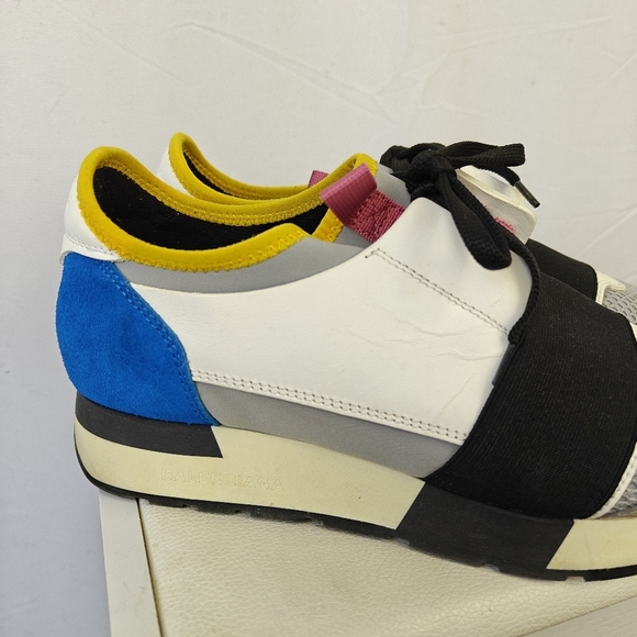 Balenciaga Multicolor Leather and Mesh Race Runner Sneakers Size 37EU 7US - Picture 2 of 13